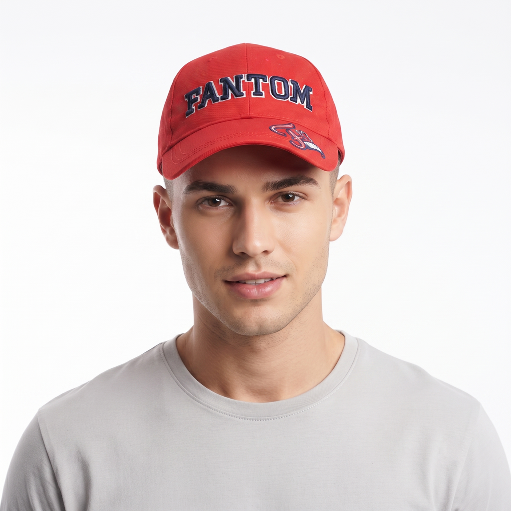Classic Fantom 93 Embroidered Baseball Cap - Red Twill Casual Strapback Hat