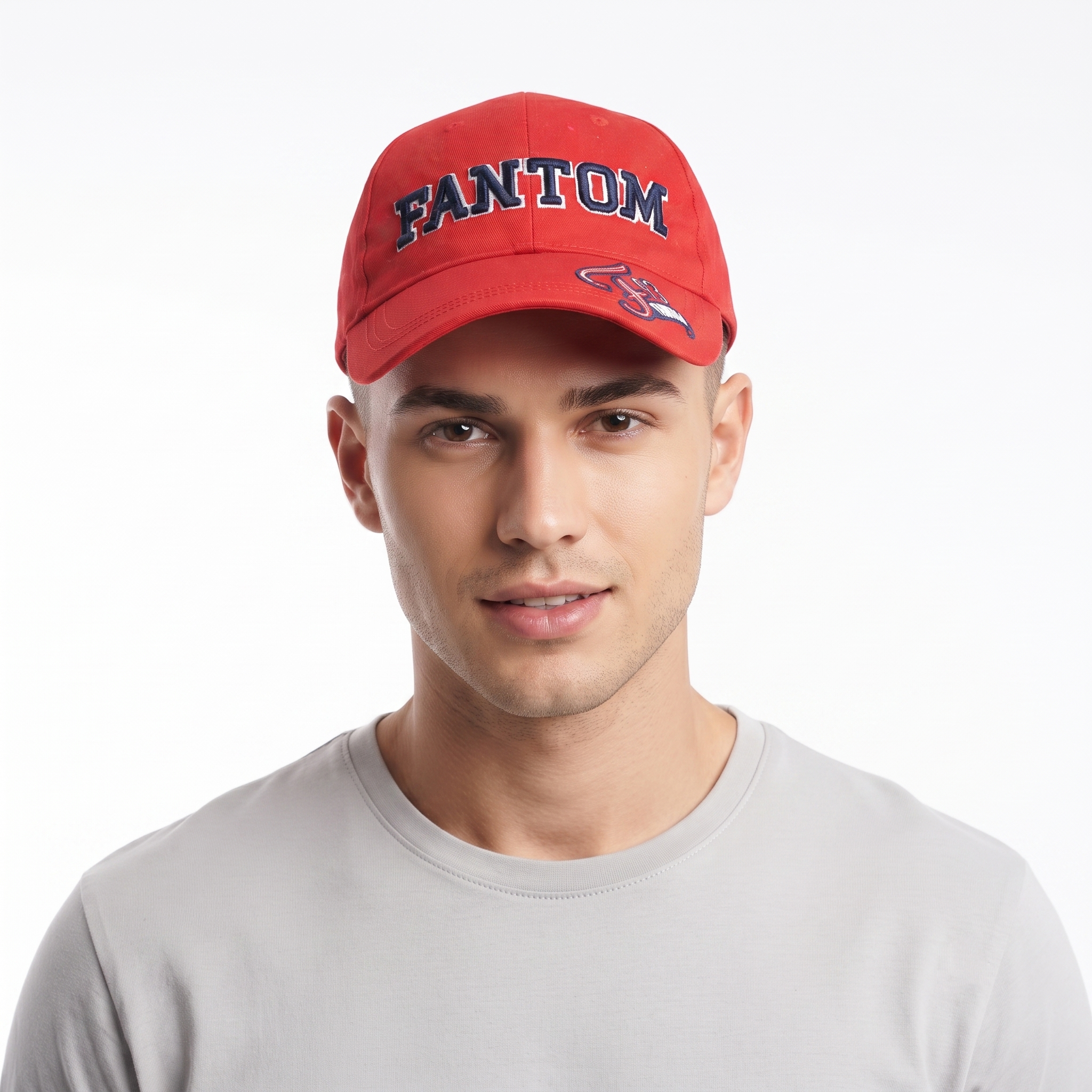 Classic Fantom 93 Embroidered Baseball Cap - Red Twill Casual Strapback Hat