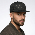 Gothic Gold Cross Pattern Snapback Hat - Black Streetwear Cap