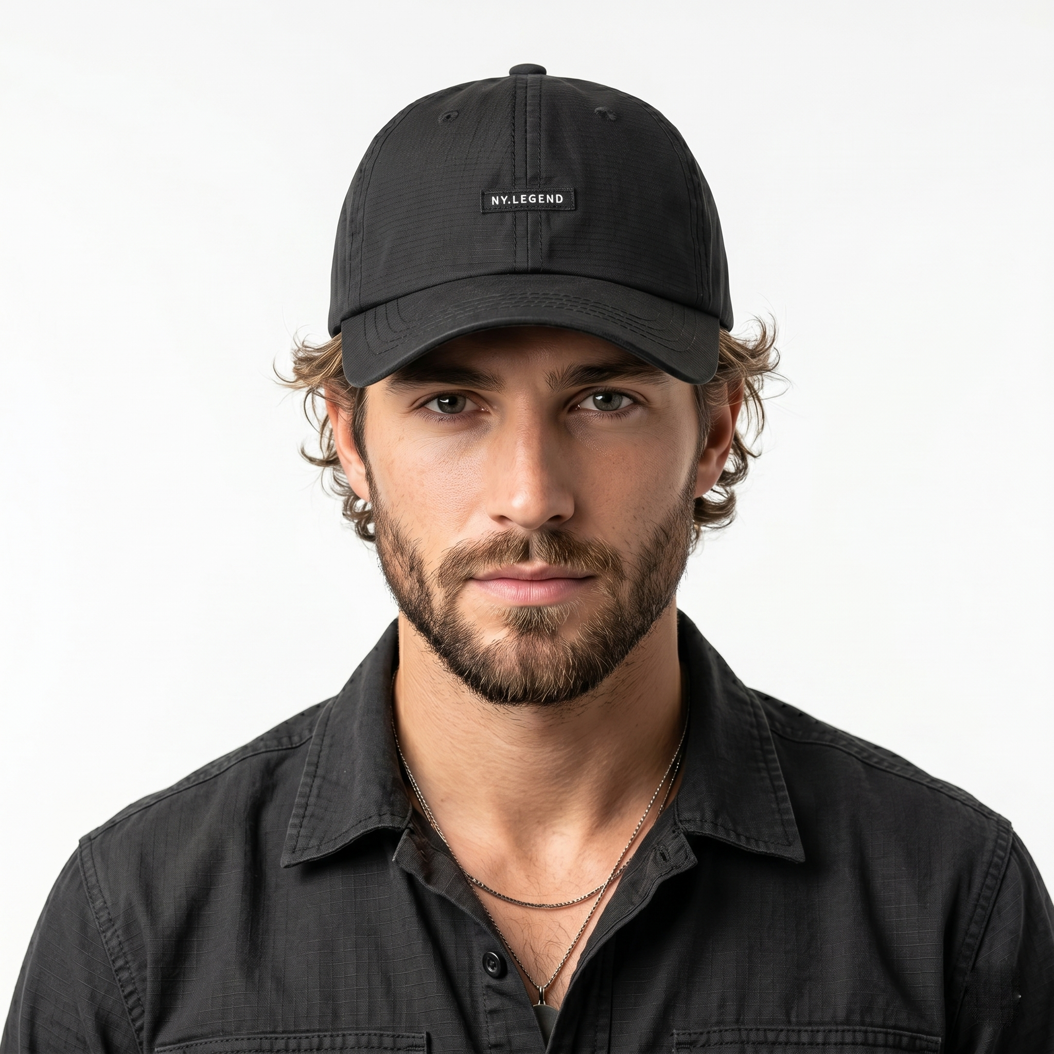 Thrifted NY Legend Minimalist Black Strapback Dad Hat