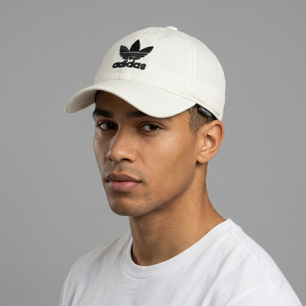 Thrifted Adidas Originals White Cotton Trefoil Baseball Cap | 10816