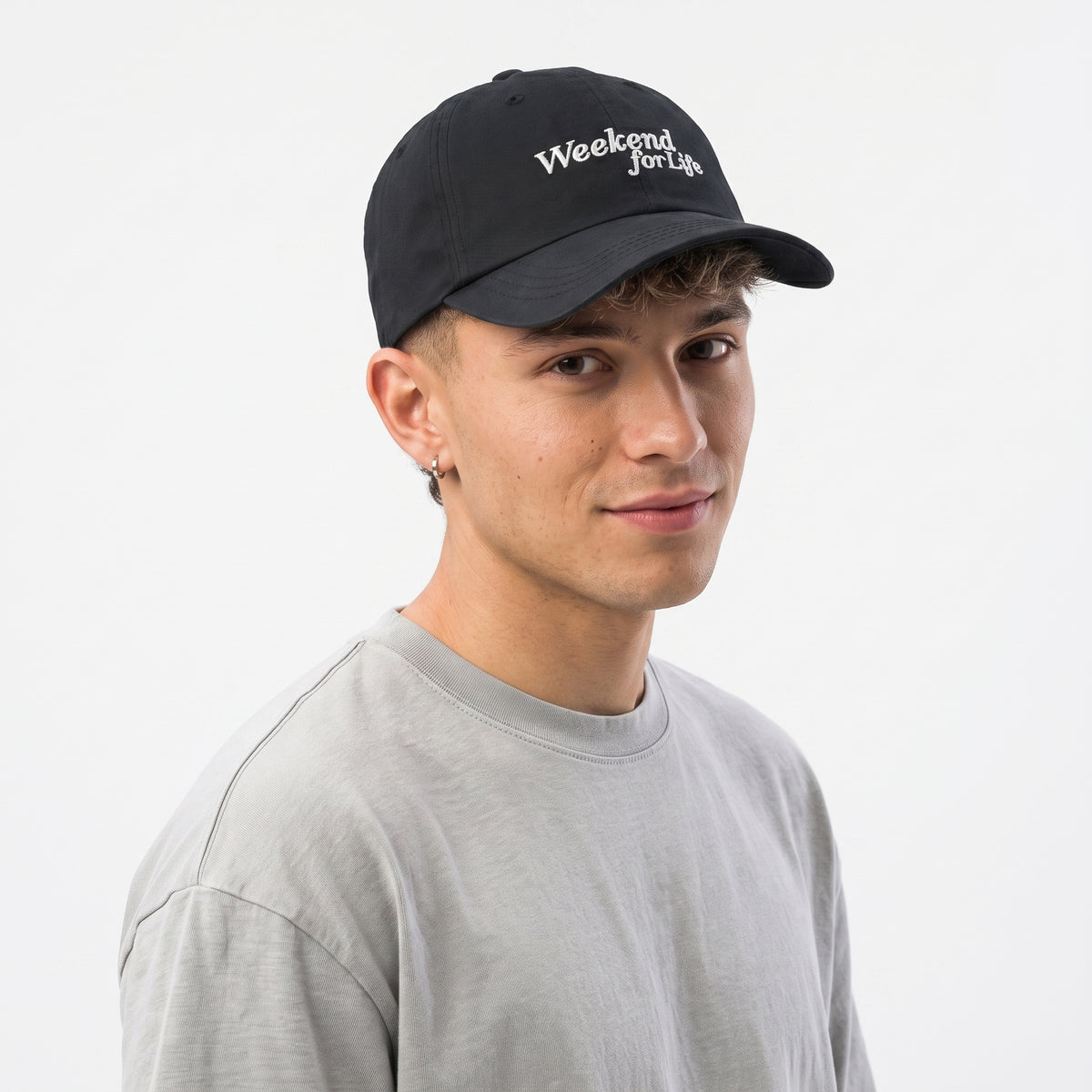 Thrifted Black Minimalist "Weekend for Life" Strapback Cap (56-58 cm) | 10010
