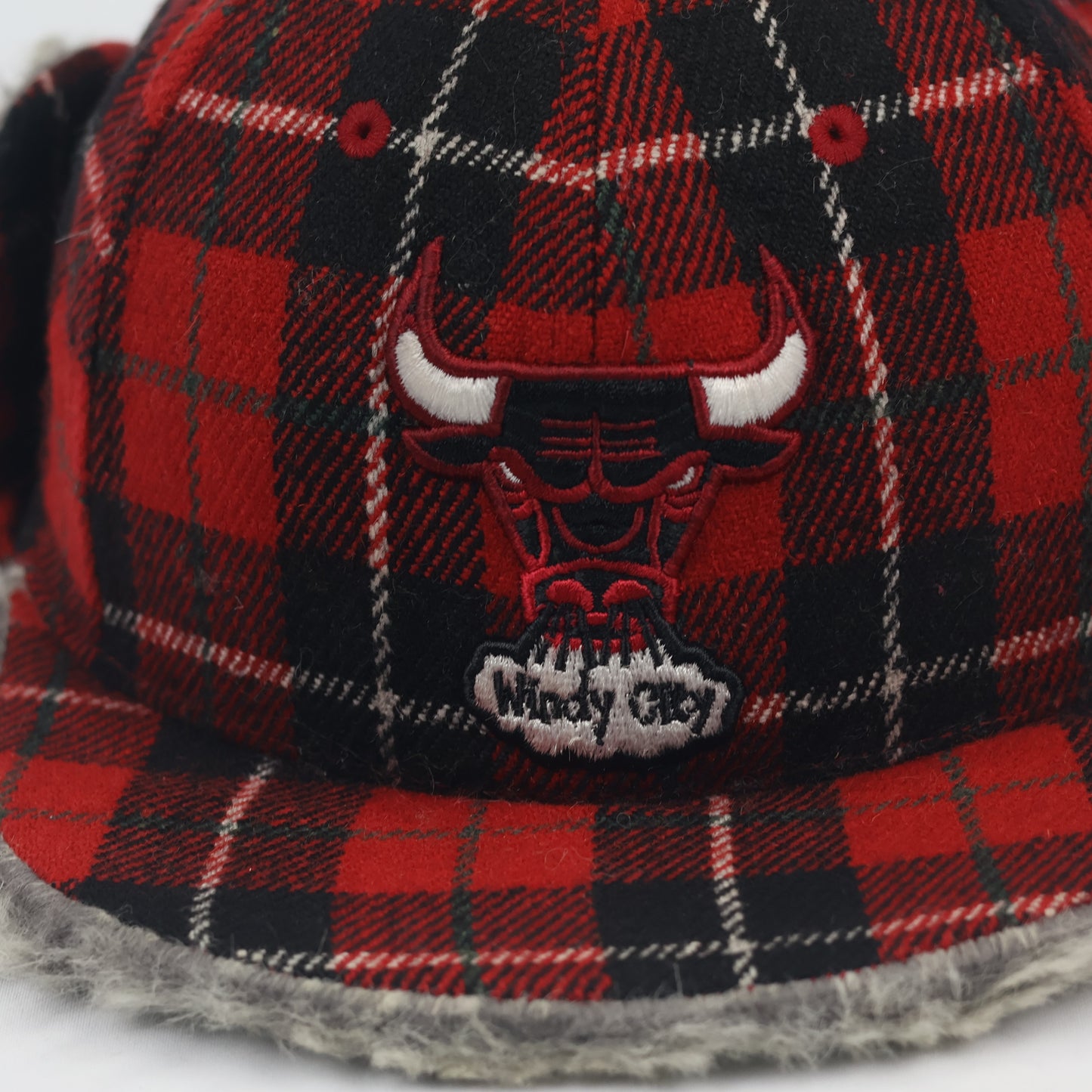 Vintage NBA Chicago Bulls Plaid Trapper Thrifted Hat - Windy City Edition
