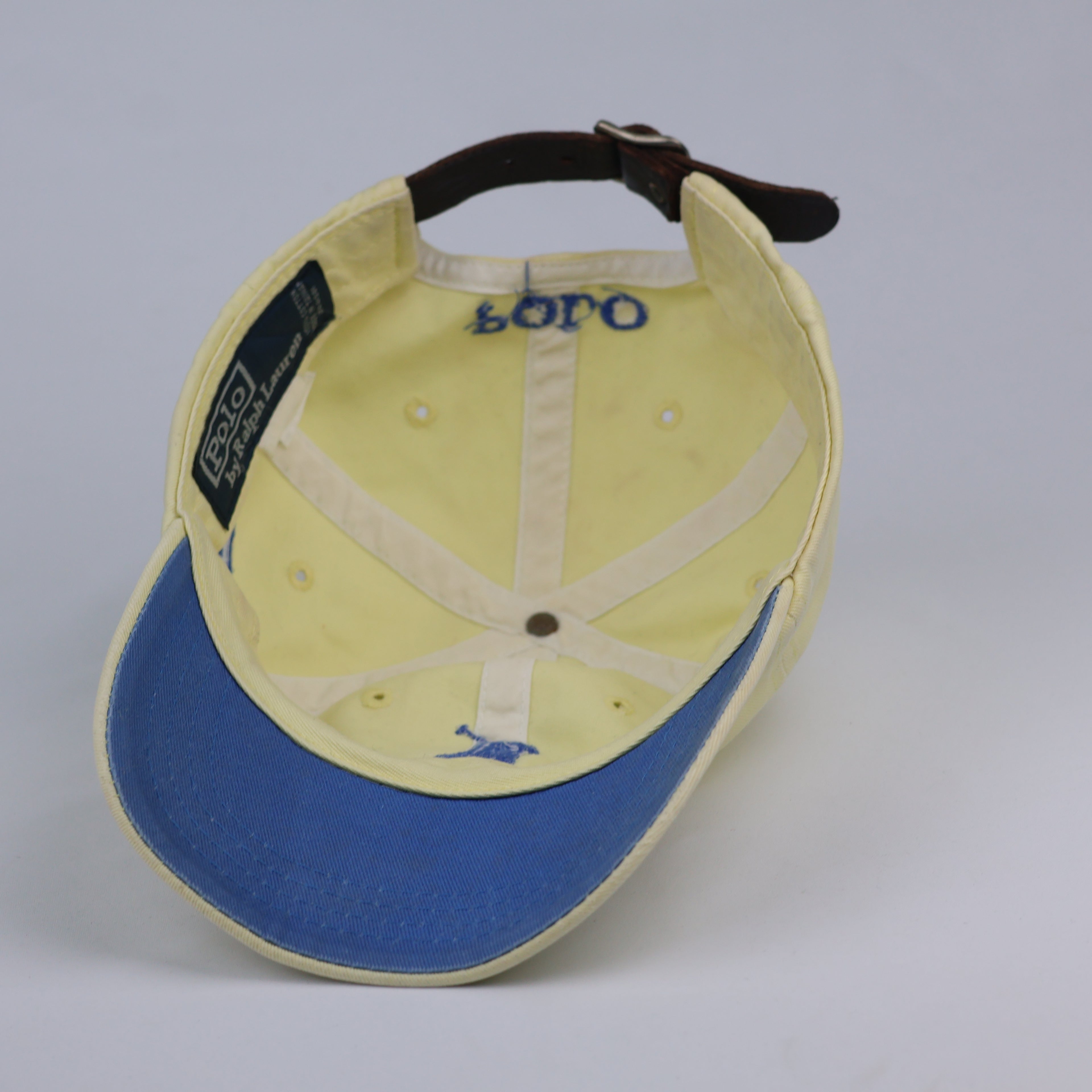 Vintage Polo Ralph Lauren Big Pony No. 3 Cap – Pastel Yellow & Blue