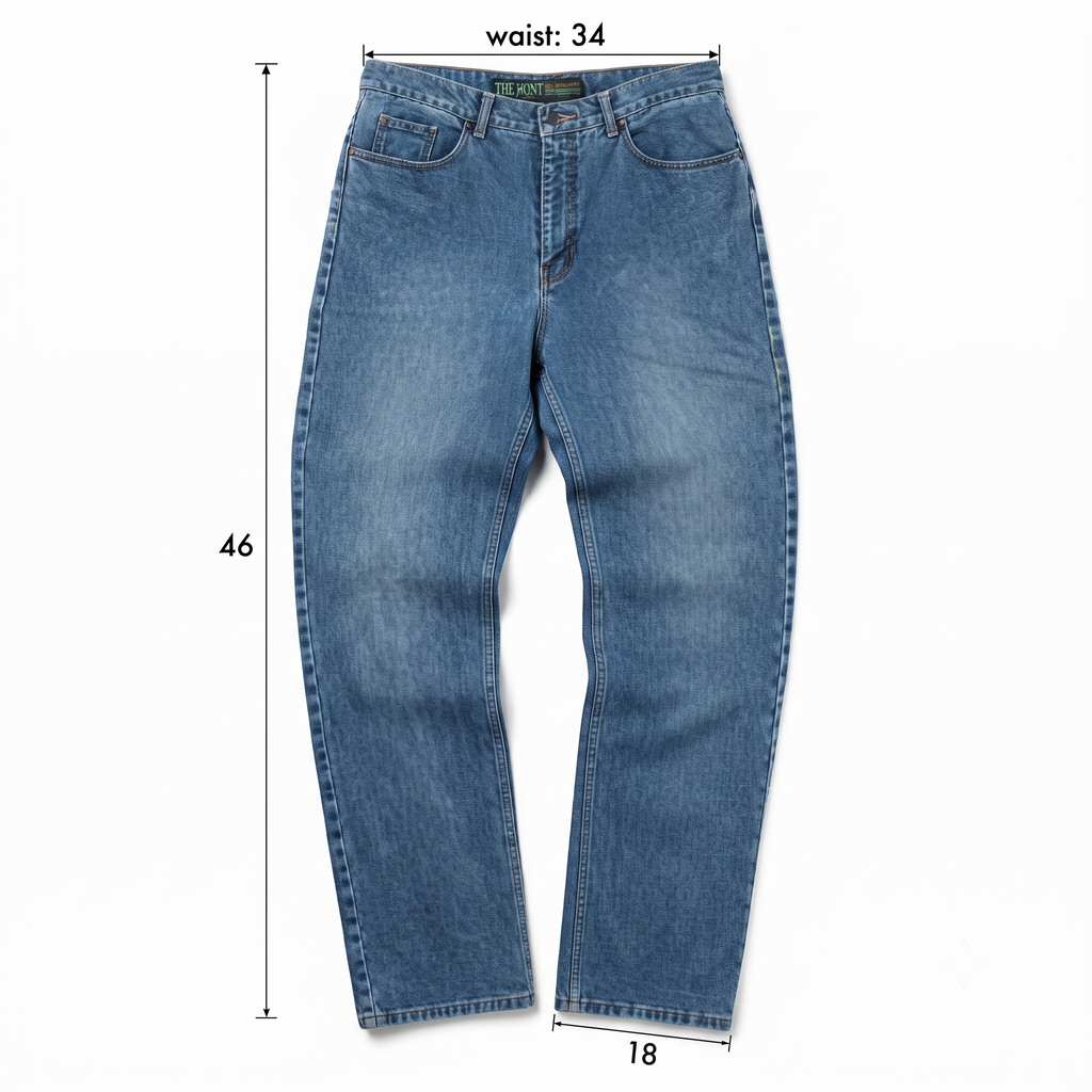 Thrifted Men's The Hunt Vintage Wash Denim Trousers Waist:34-35/ J1087