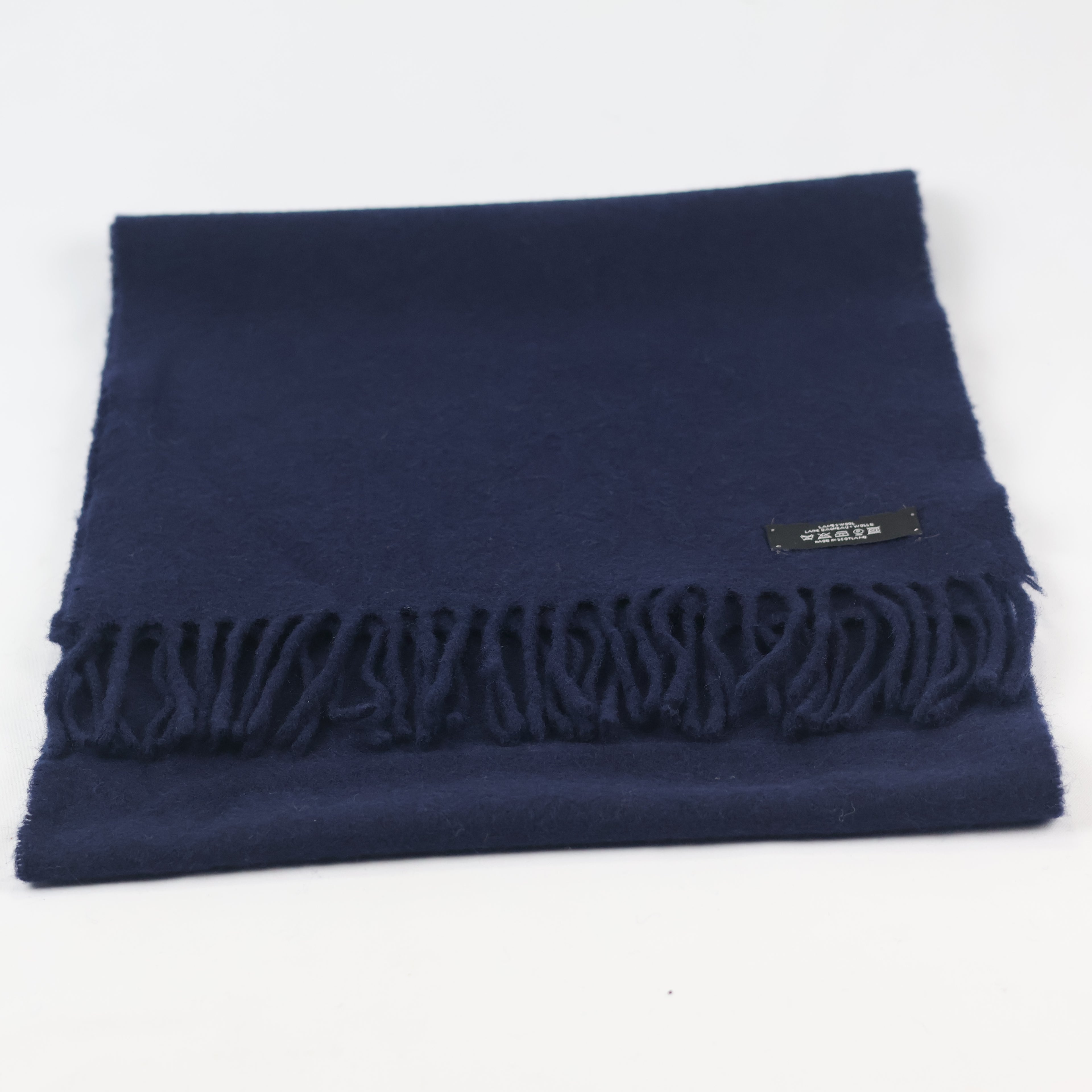 Classic Navy Blue Tartan Plaid Thrifted Scarf - Checkered Winter Muffler