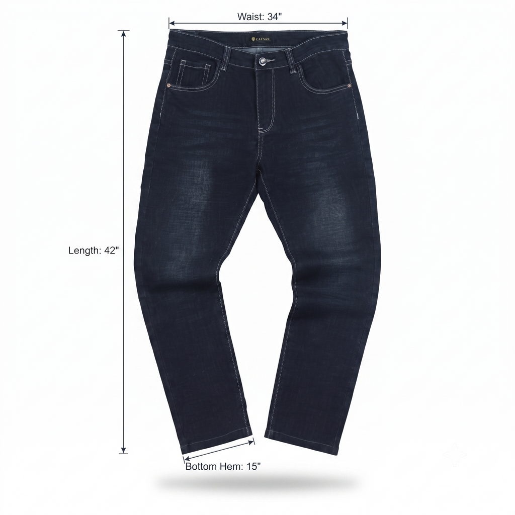 Thrifted Caesar Men's Deep Indigo Blue Denim Jeans 34 Waist/ J1036