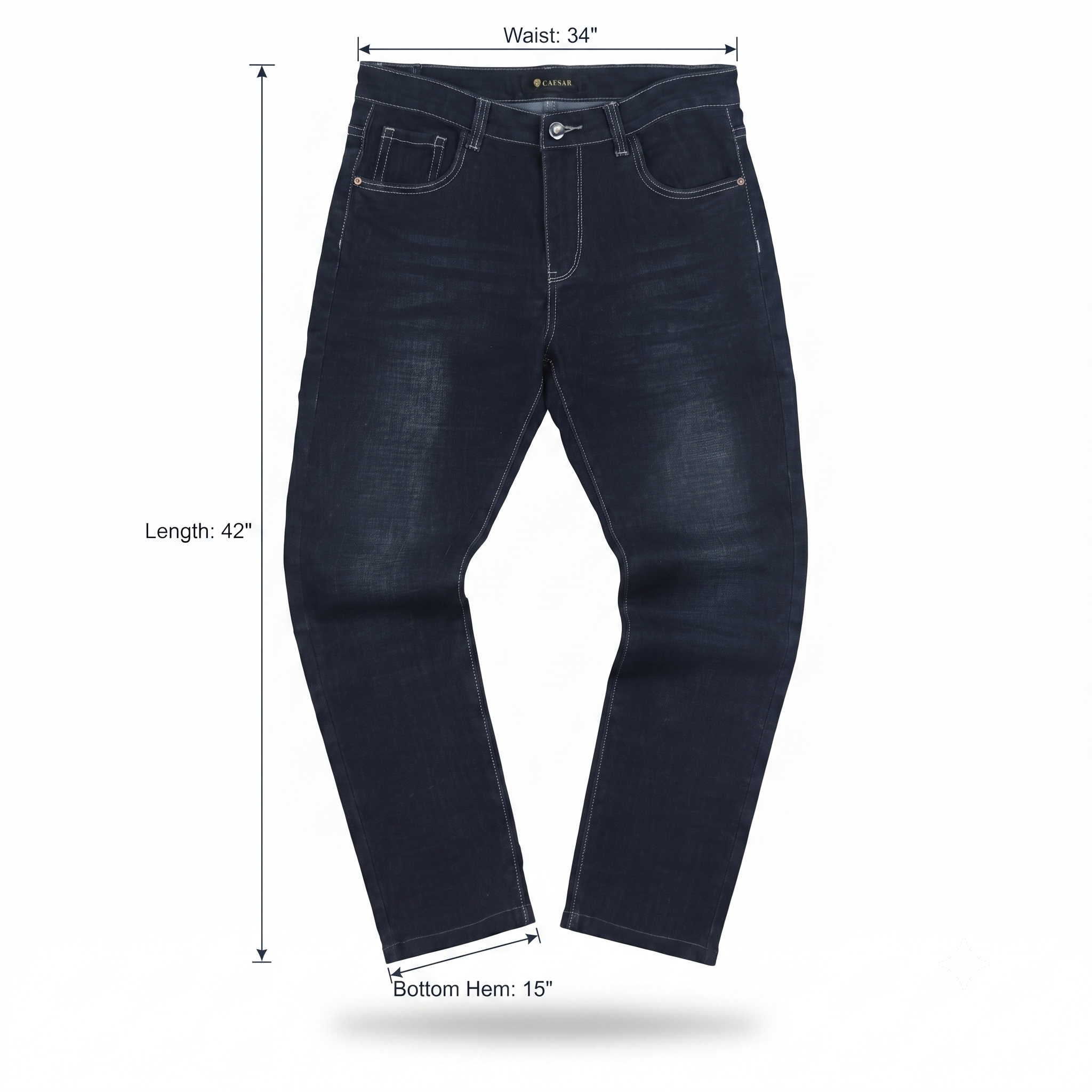 Thrifted Caesar Men's Deep Indigo Blue Denim Jeans 34 Waist/ J1036
