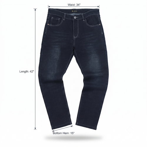 Thrifted Caesar Men's Deep Indigo Blue Denim Jeans 34 Waist/ J1036