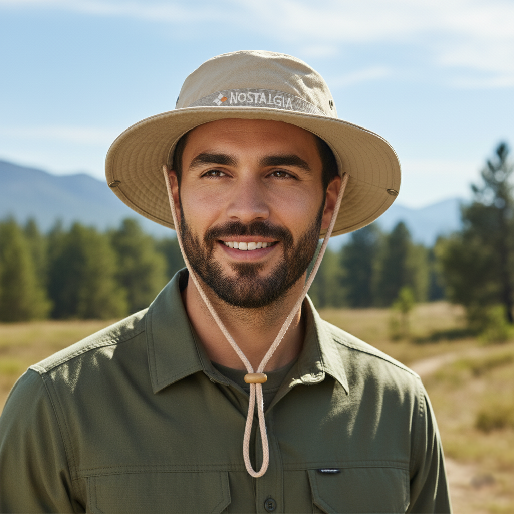 "The Nostalgia" Outdoor Boonie Hat with Chin Strap - Tan