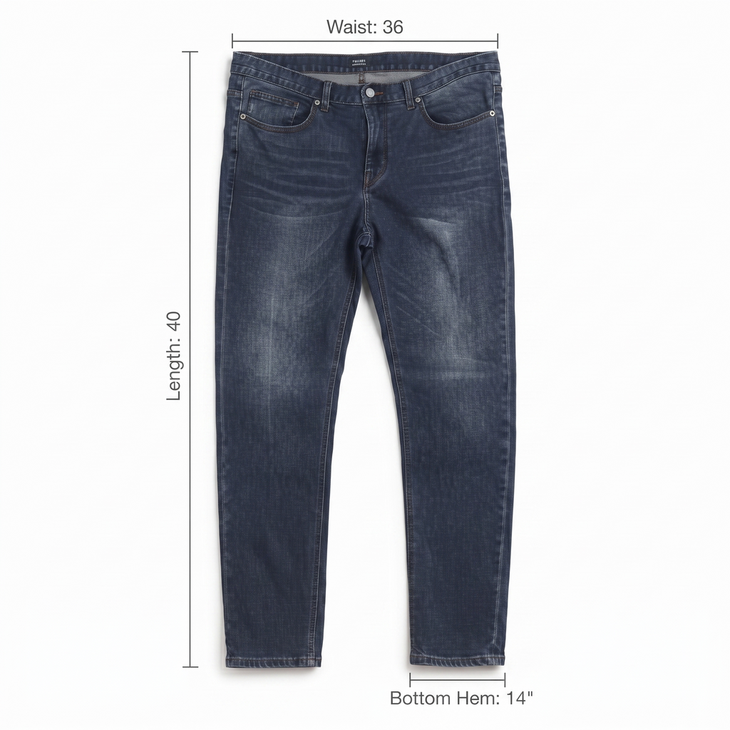 Thrifted Musinsa Standard Men's Blue Wash Denim Jeans 36 Waist/ J1028