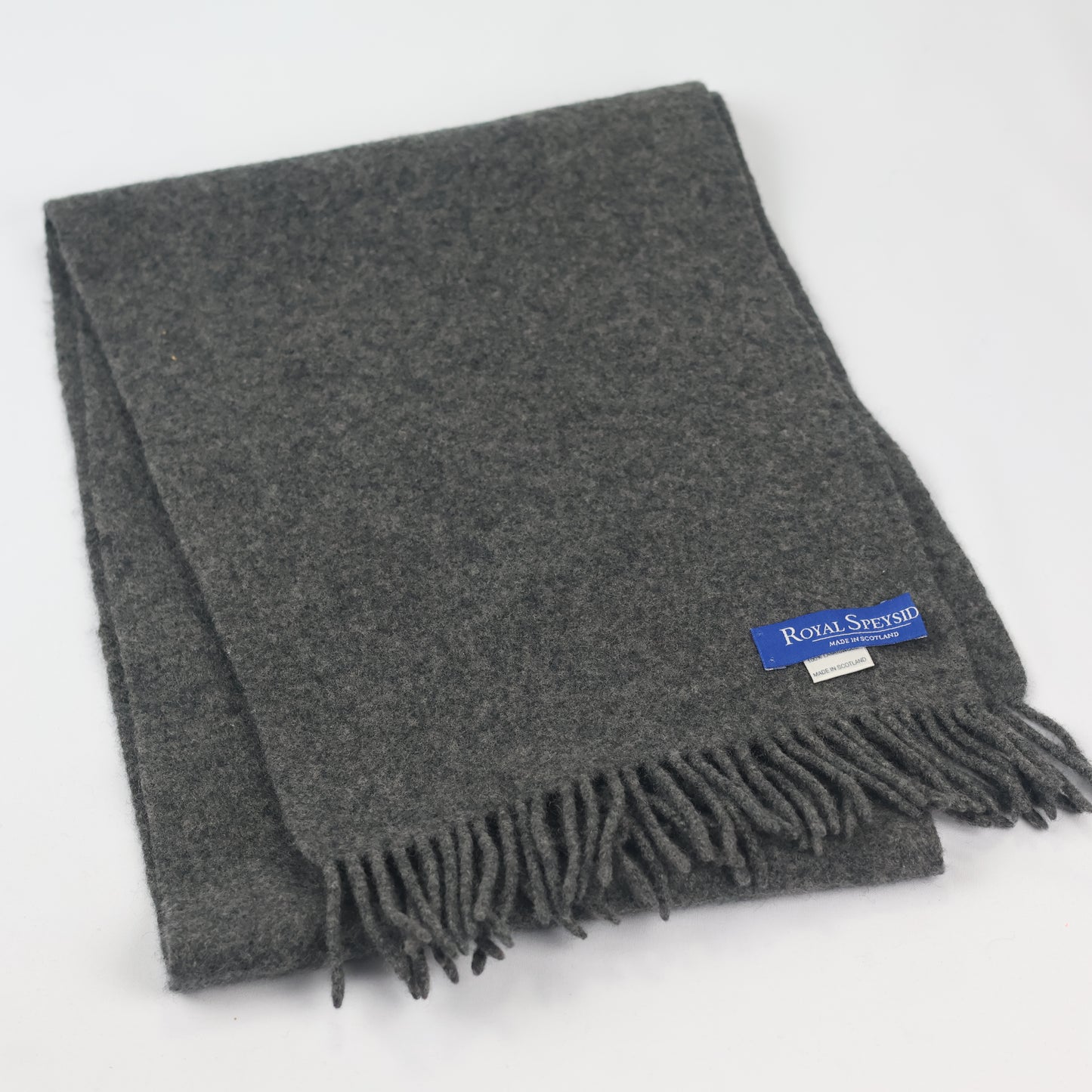 Royal Speyside Scottish Wool Thrifted Scarf - Dark Grey Heritage Muffler