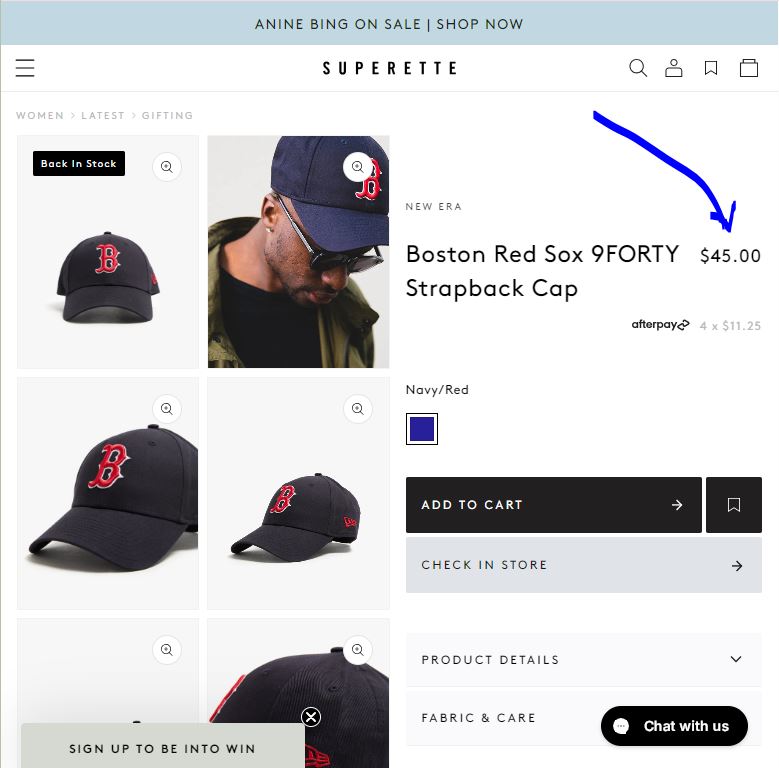 MLB Boston Red Sox Navy Baseball Thrifted  Cap - Embroidered "B" Logo Hat