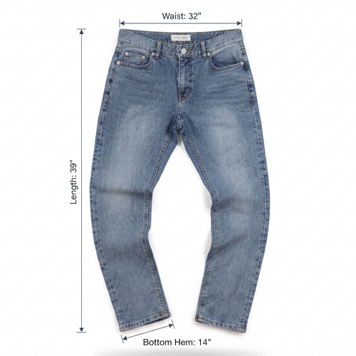 Thrifted Fatalism Men's Blue Straight Leg Denim Jeans 32 Waist/ J1025