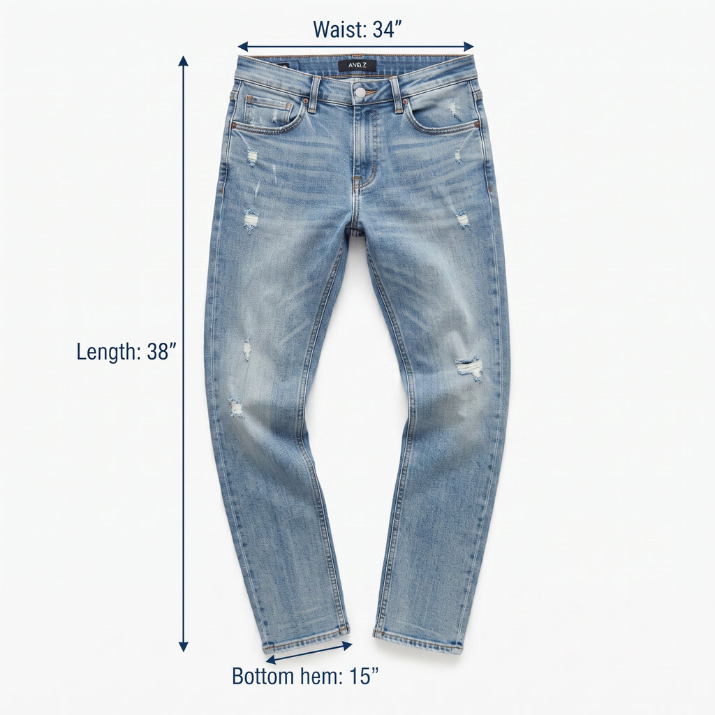 AND Z Women's Light Wash Distressed Denim Jeans 34 waist/ J1072