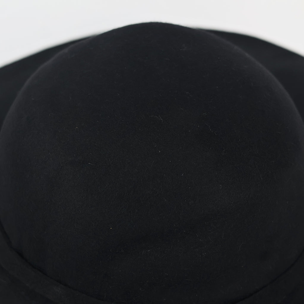 Premium Black Wool Thrifted Hat - Women's Warm Natural Knit Hat