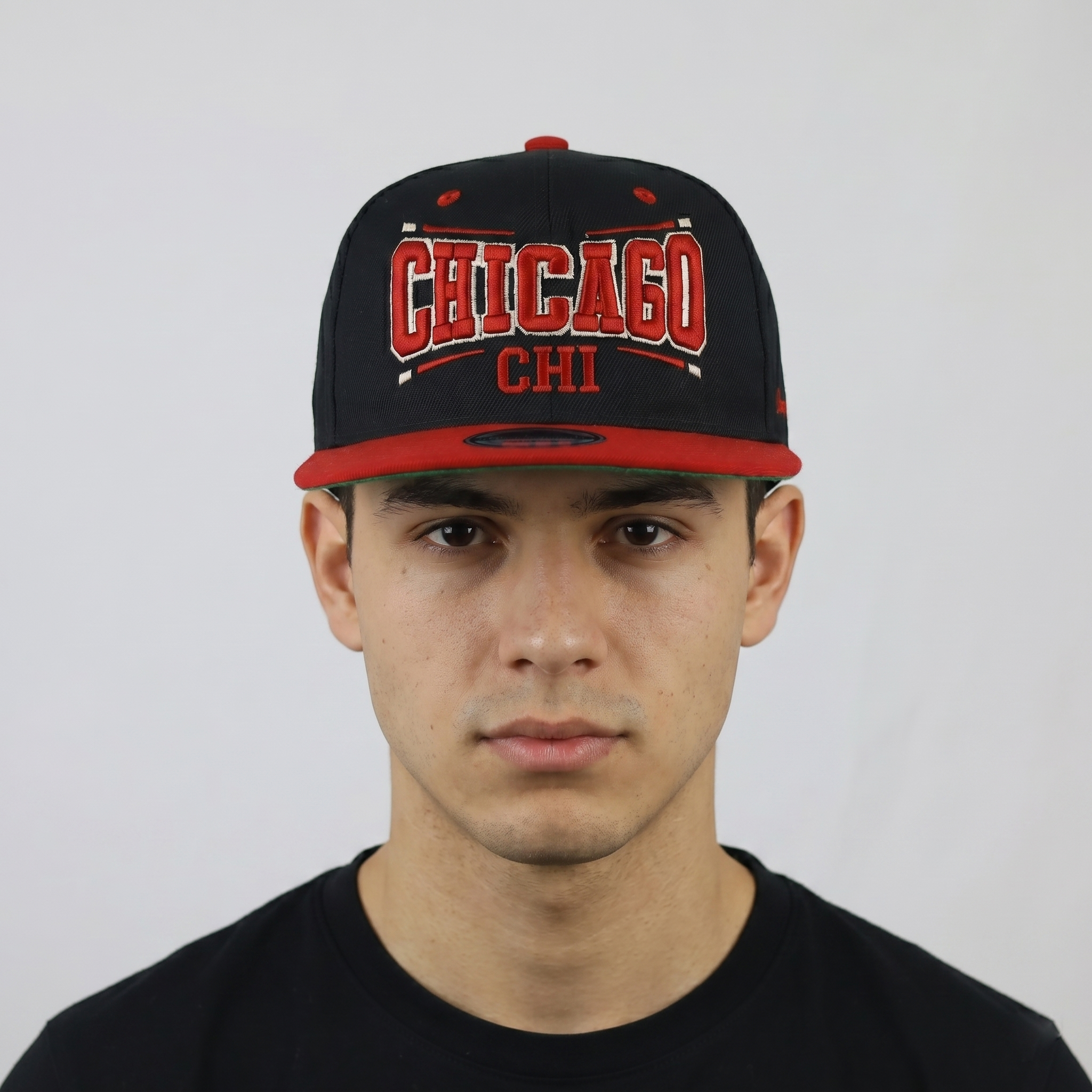 American Live Chicago Snapback Cap | Thrifted Retro Red & Black Hat 57-59cm