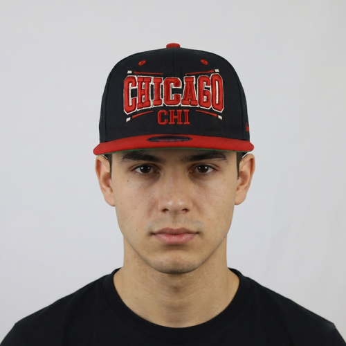 American Live Chicago Snapback Cap | Thrifted Retro Red & Black Hat 57-59cm