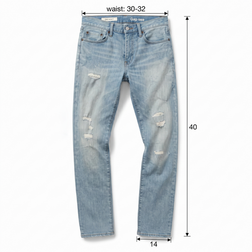 Thrifted Gap 1969 Vintage Wash Distressed Skinny Jeans Waist:30-32/ J1092