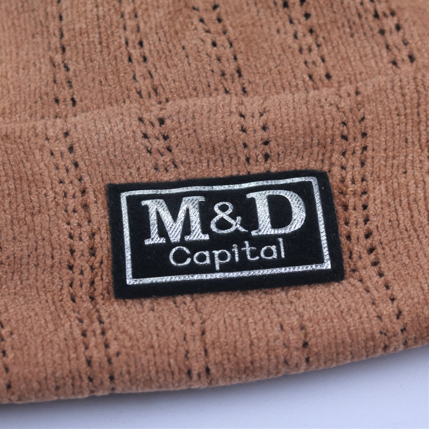 Soft Chenille "Elf Style" Beanie – Brown Striped Long-Tail Pom Hat