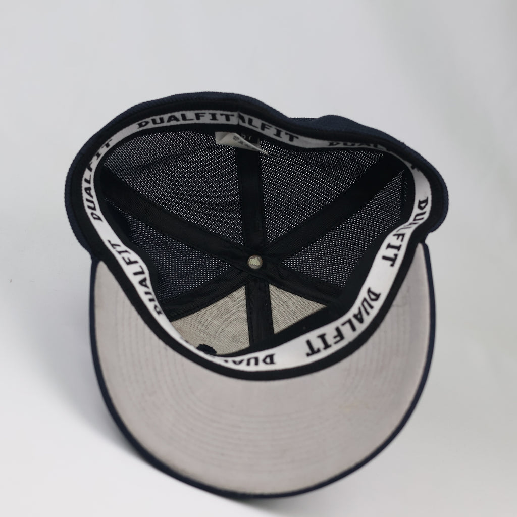 Kamista Embroidered "S" Mesh Back Cap - Navy Blue Dual Thrifted Fitted Hat