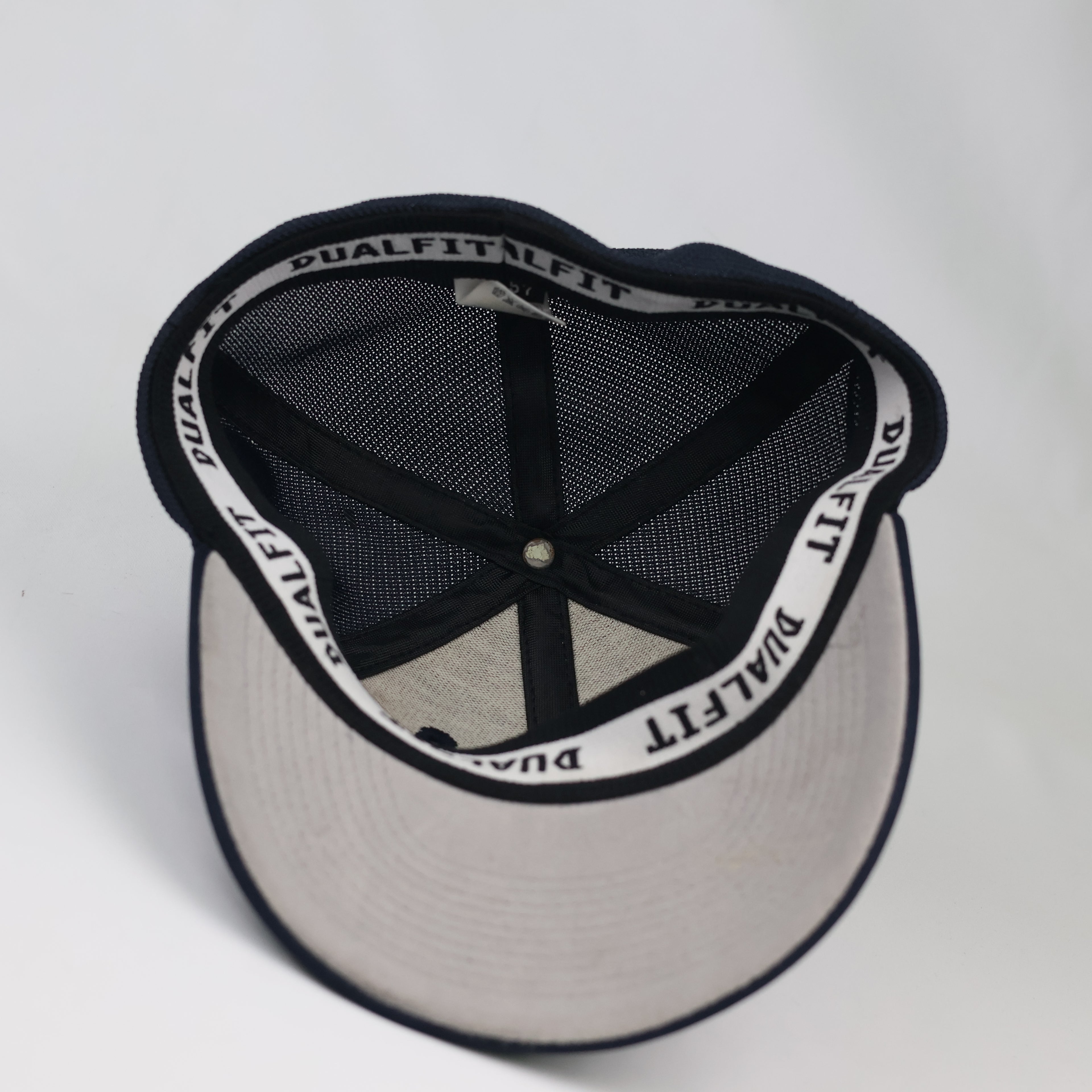 Kamista Embroidered "S" Mesh Back Cap - Navy Blue Dual Thrifted Fitted Hat