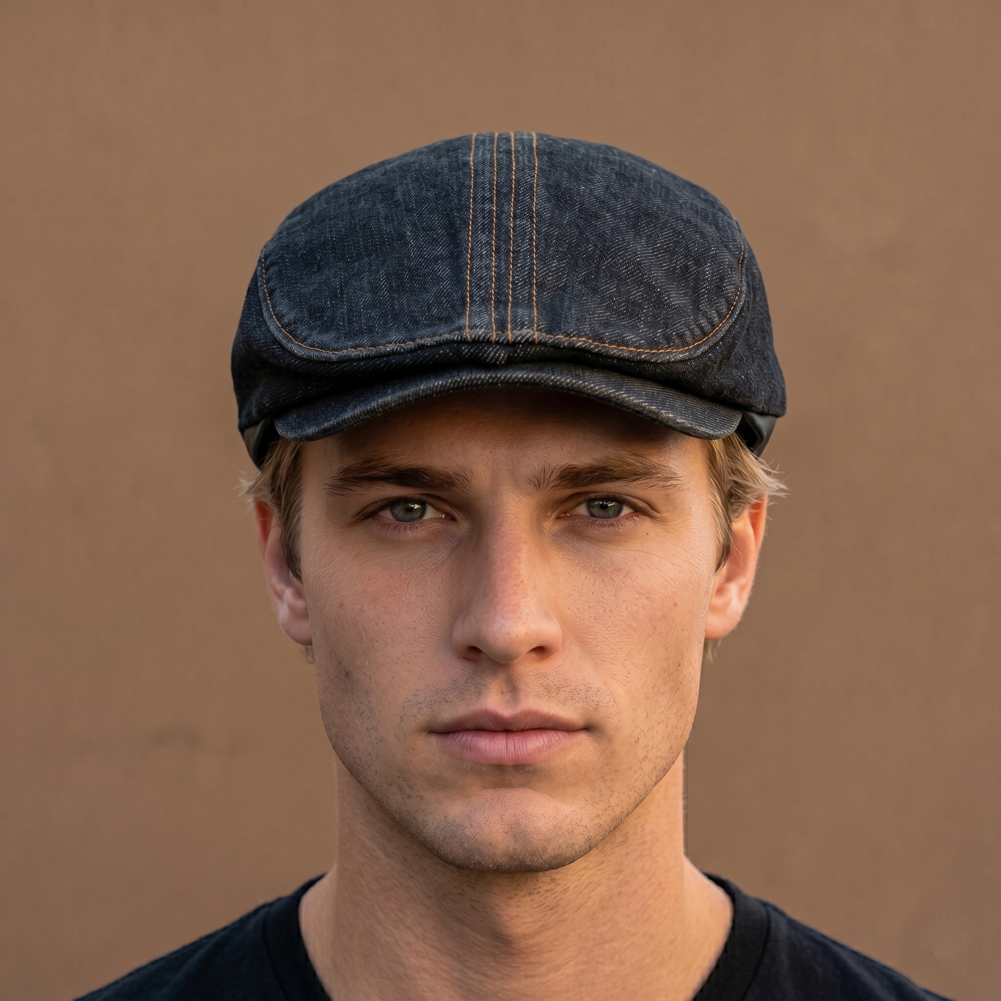 Combo Combo Japan Style Denim Beret - Workwear Snap-Brim Flat Cap