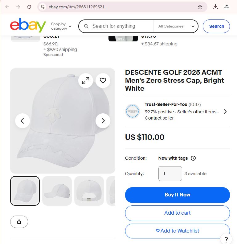 Descente Golf White Performance Thrifted Cap - Laser Cut Vents