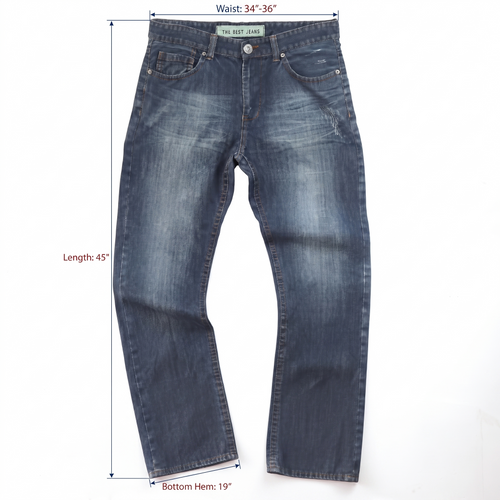 Thrifted Men's Dark Blue Straight Leg Jeans 34-36 Waist/ J1032