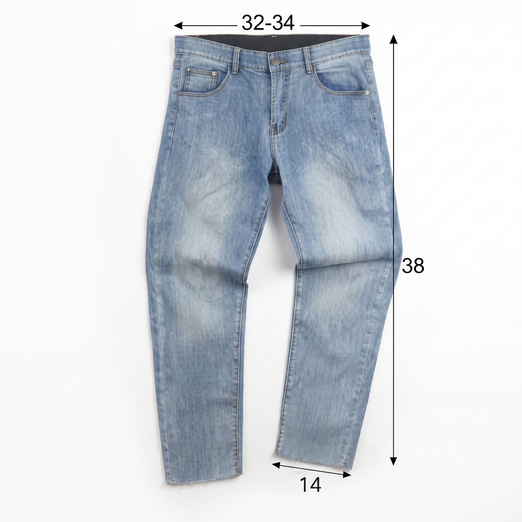 Men's Vintage Style Light Wash Raw Edge Denim 32-34/ J1068