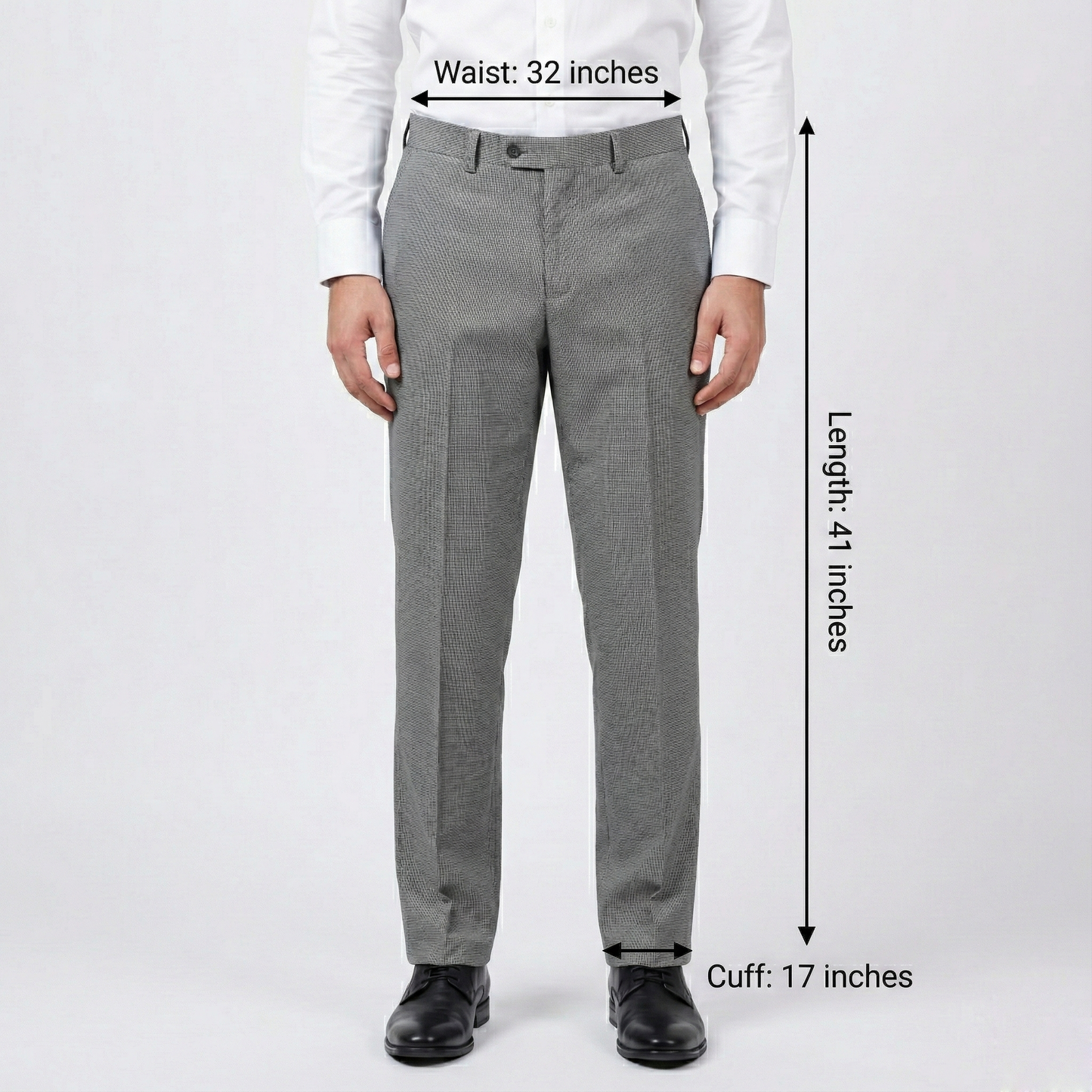 Men’s Grey Micro-Check Formal Trousers – Waist 32 | Length 41 | Classic Office Wear Pants (L Size)