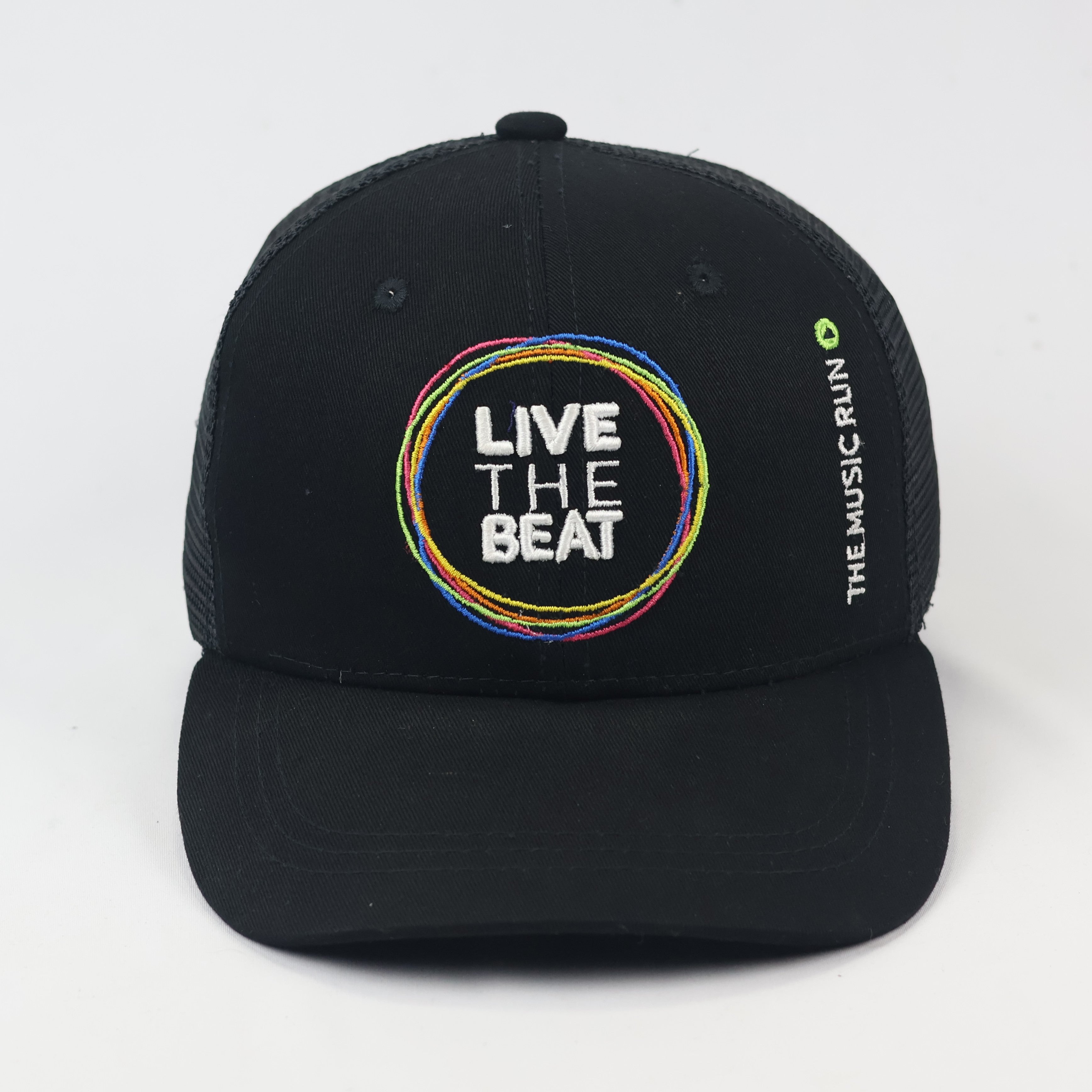 Vintage The Music Run Trucker Hat - Multicolor Embroidered Black Cap