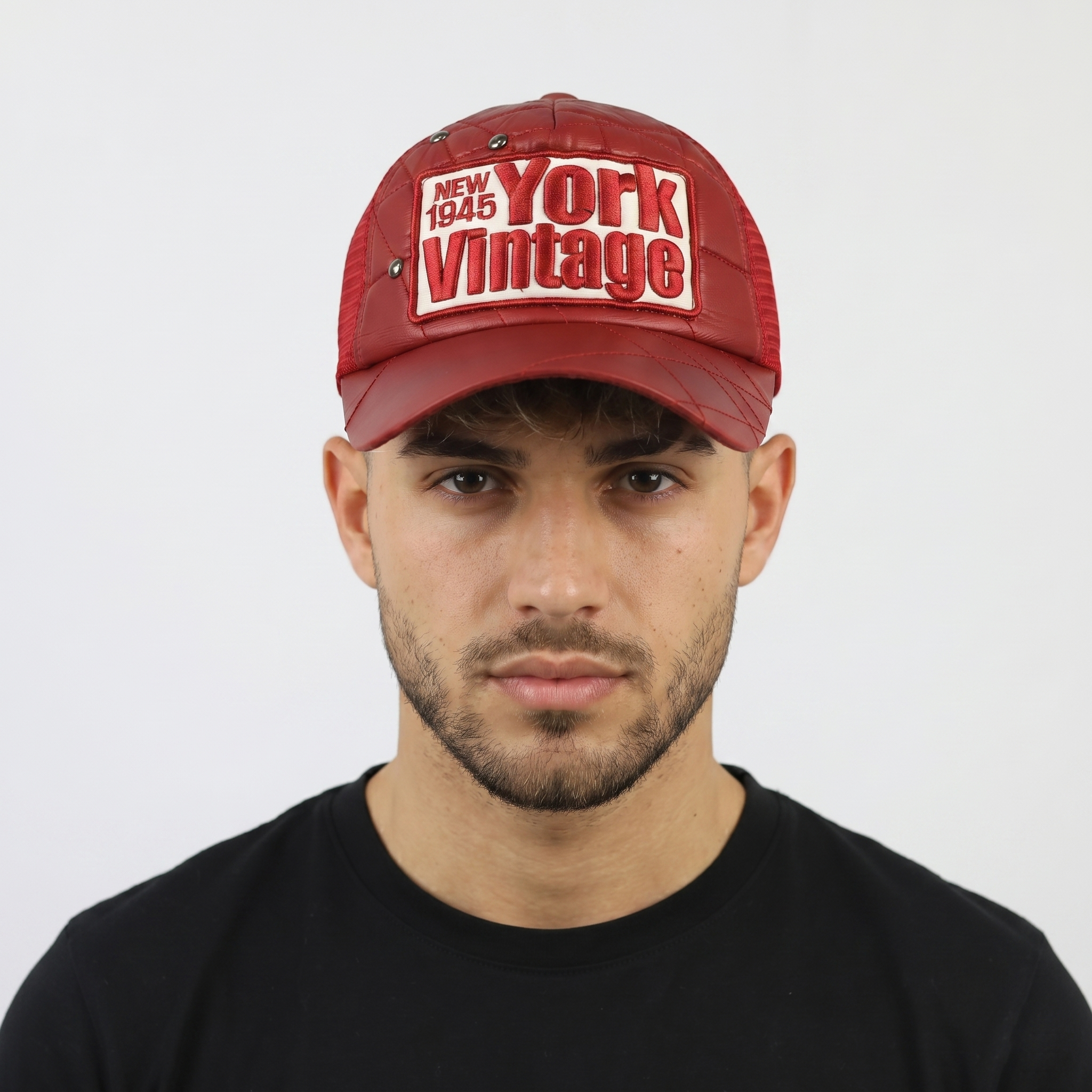 Red Rock N' Blue Embroidered "New York 1945" Hat | Thrifted Mesh Cap 56-58cm