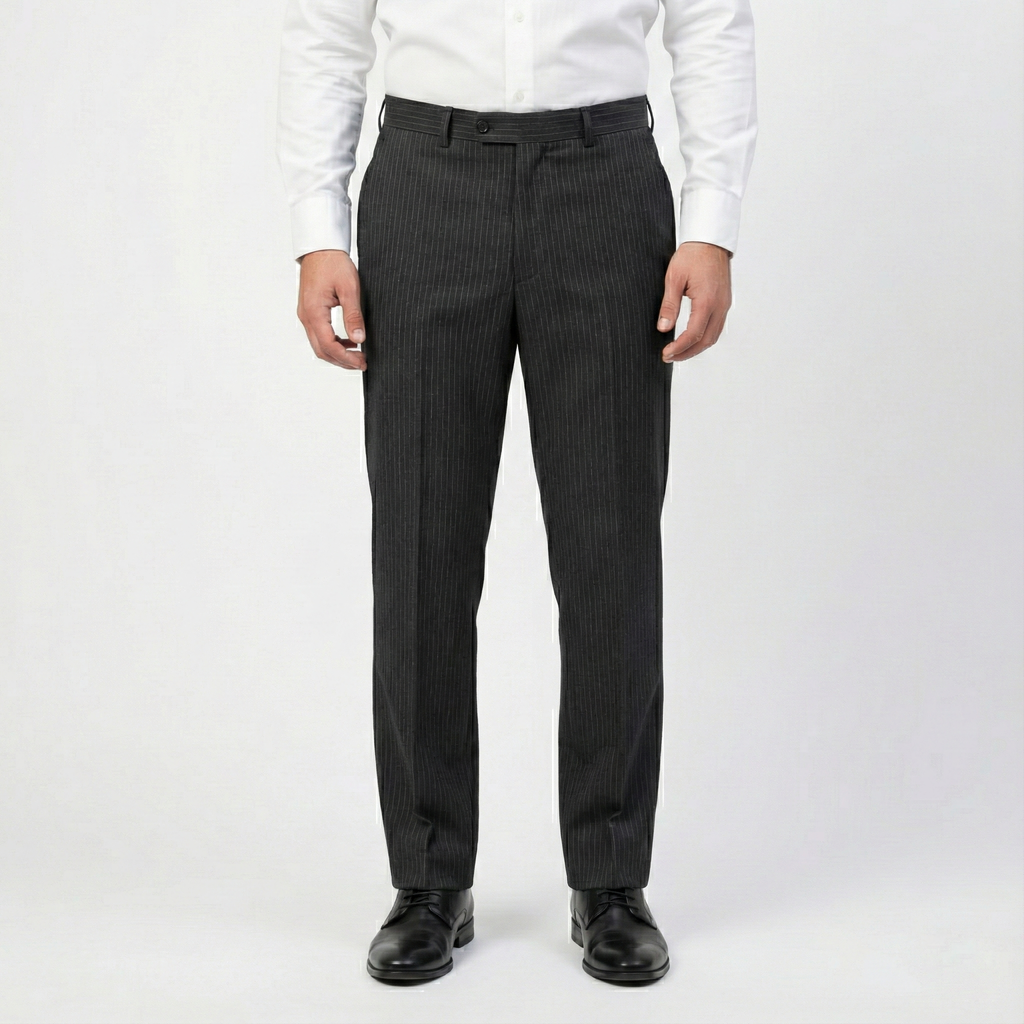 Men’s Charcoal Pinstripe Formal Trouser – Waist 32 | Length 39 | Slim Look Business Wear Pants