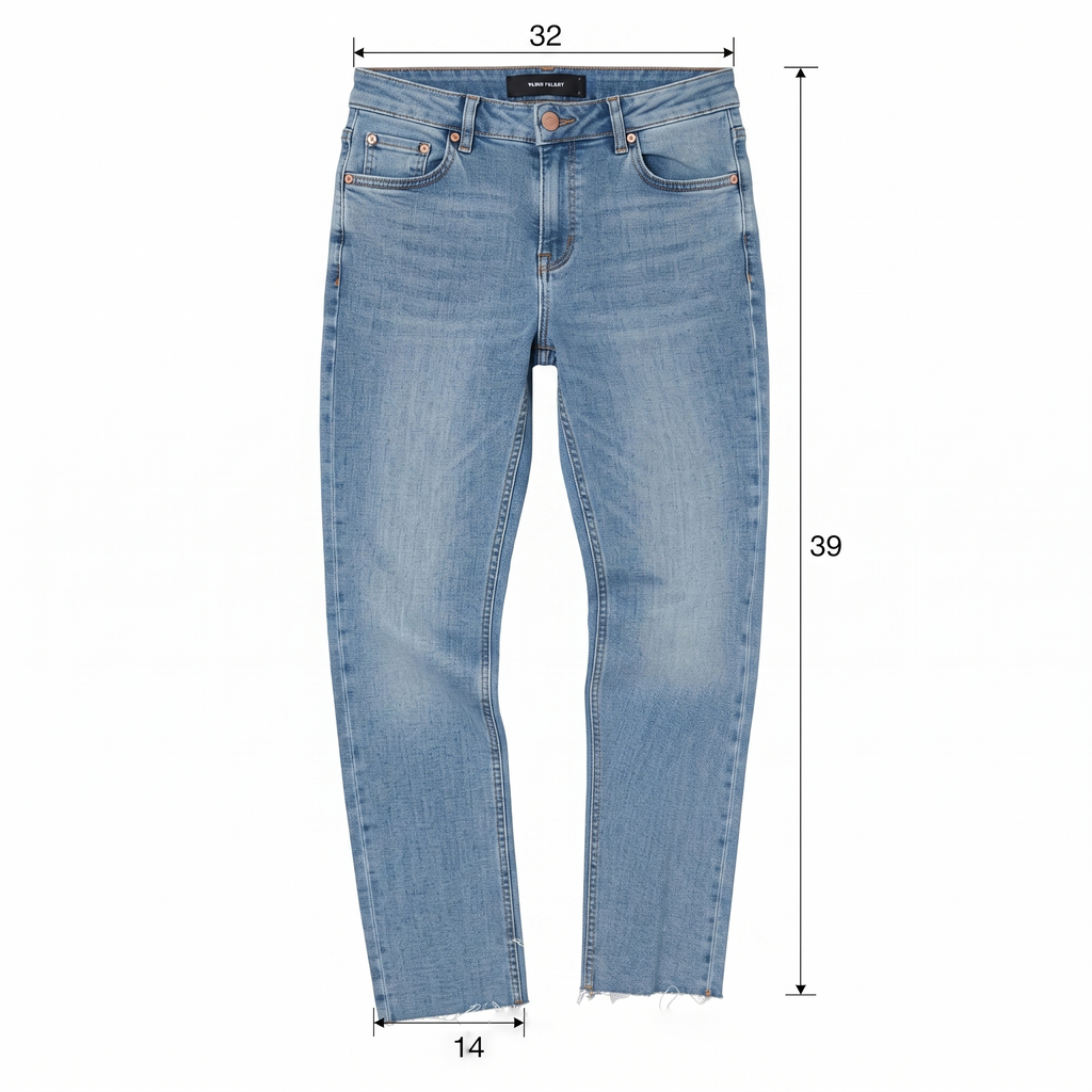 Upset Jeans 100% Cotton Raw Hem Light Blue Jeans Waist:32/ J1104