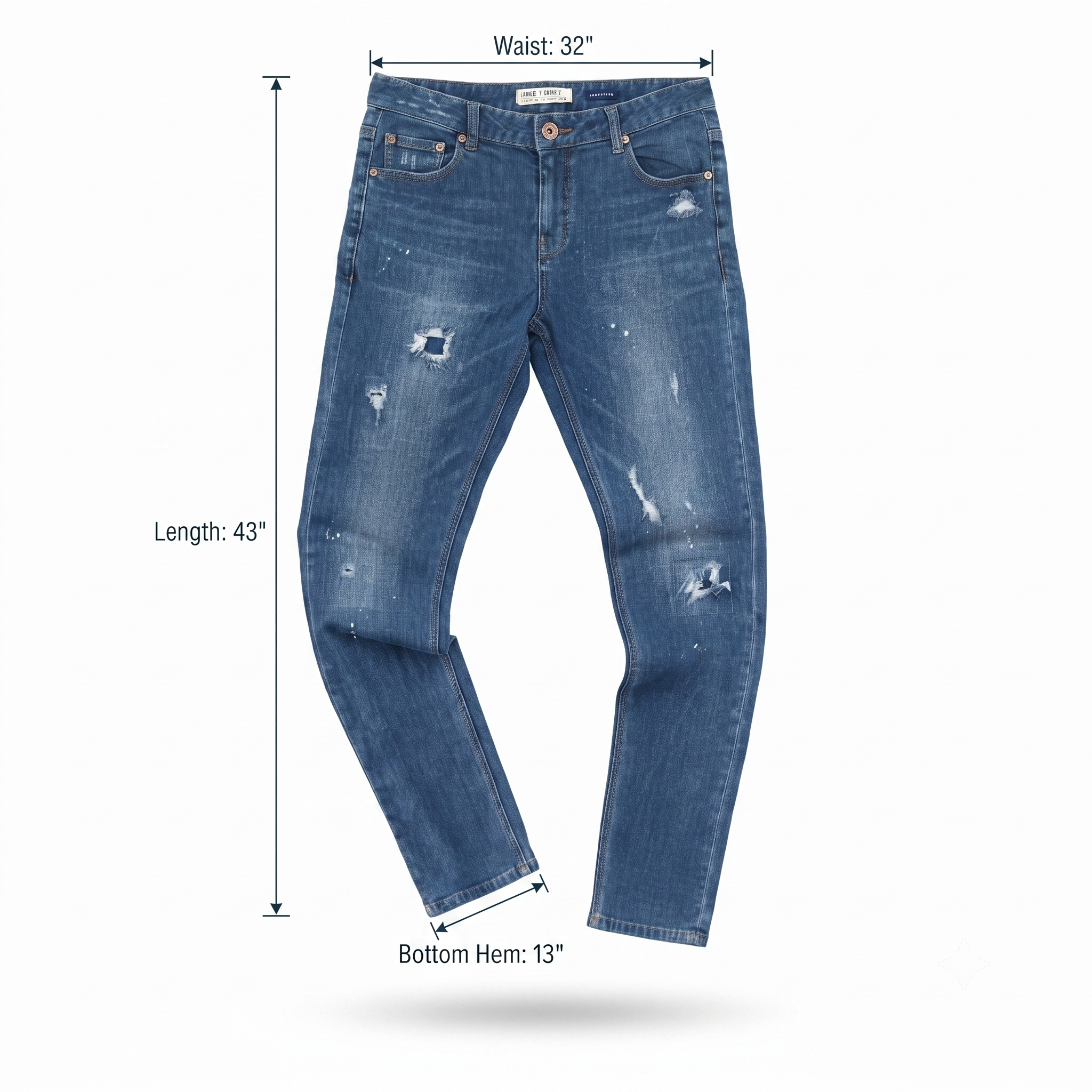 Thrifted Frank Stone Men's Ripped Blue Slim Jeans 32 Waist/ J1030