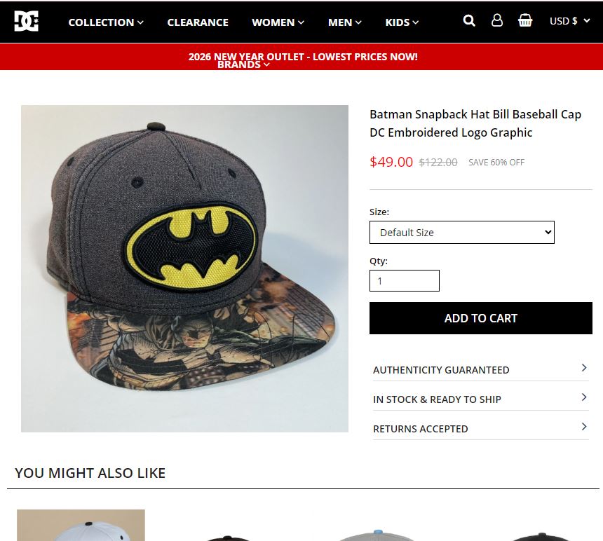 DC Comics Batman Herringbone & Tweed Snapback Thrifted Hat