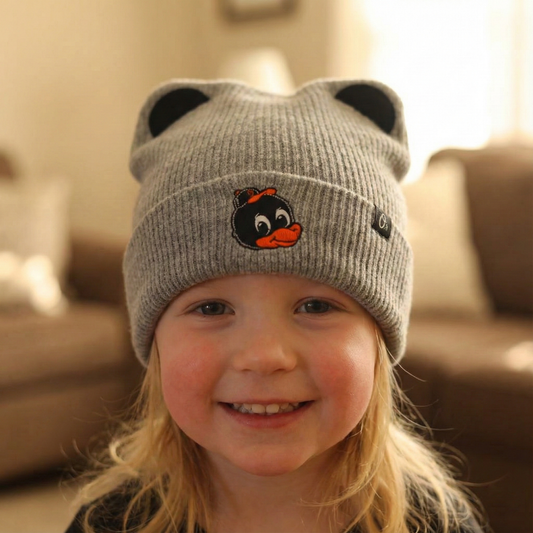 MLB Korea "Cat Ear" Beanie | Grey Baltimore Orioles Knit Hat | K-Pop Style