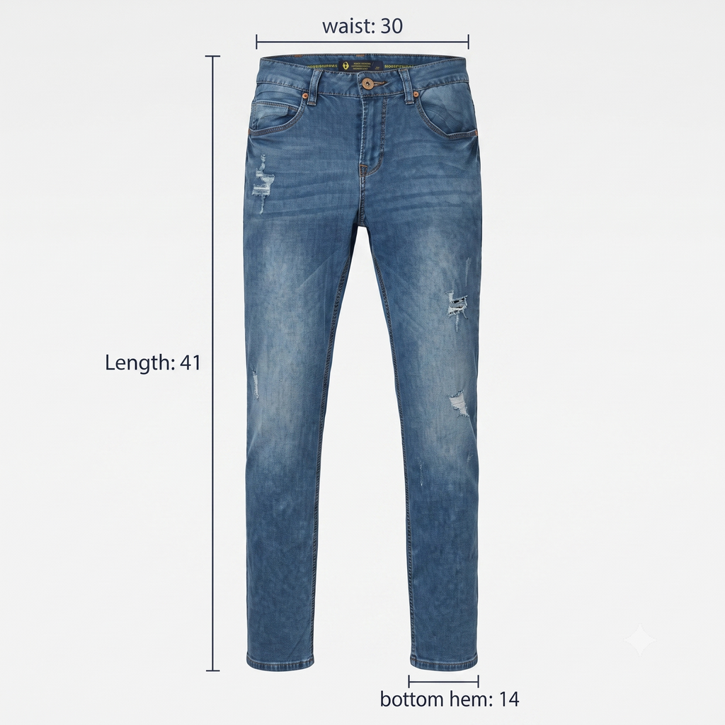 Thrifed Fashion Leaders Premium Denim Blue Distressed Jeans Waist:30/ J1118