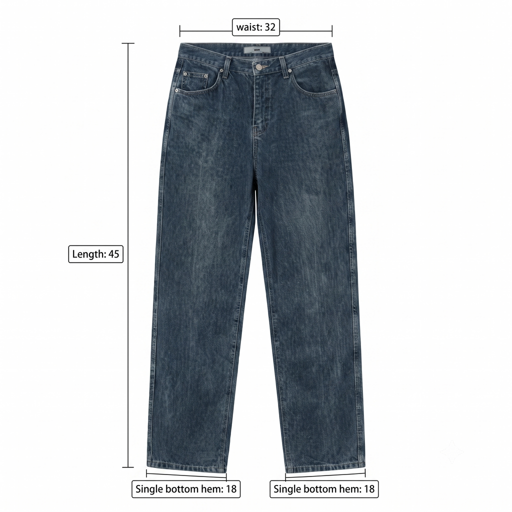 Thrifted SIUDEE 100% Cotton Dark Wash Straight Denim Pants Waist:32/ J1113