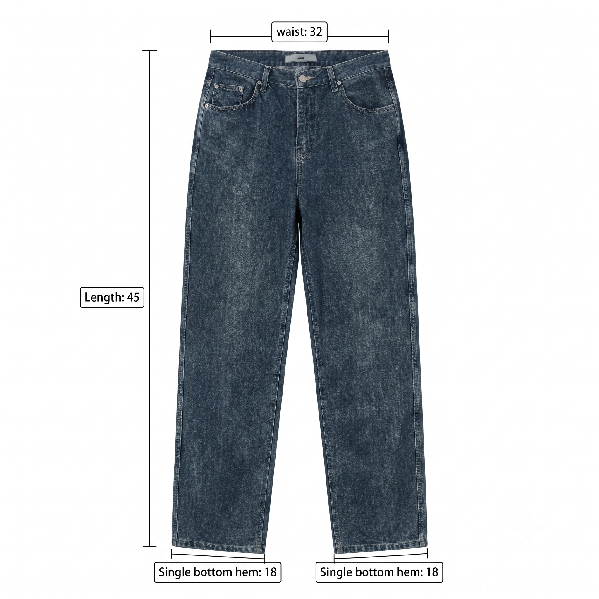 Thrifted SIUDEE 100% Cotton Dark Wash Straight Denim Pants Waist:32/ J1113