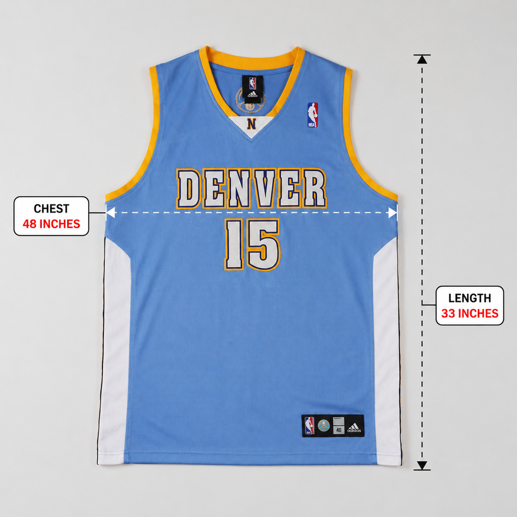 Vintage Adidas NBA Denver Nuggets Carmelo Anthony #15 Basketball Thrifted Jersey - Blue