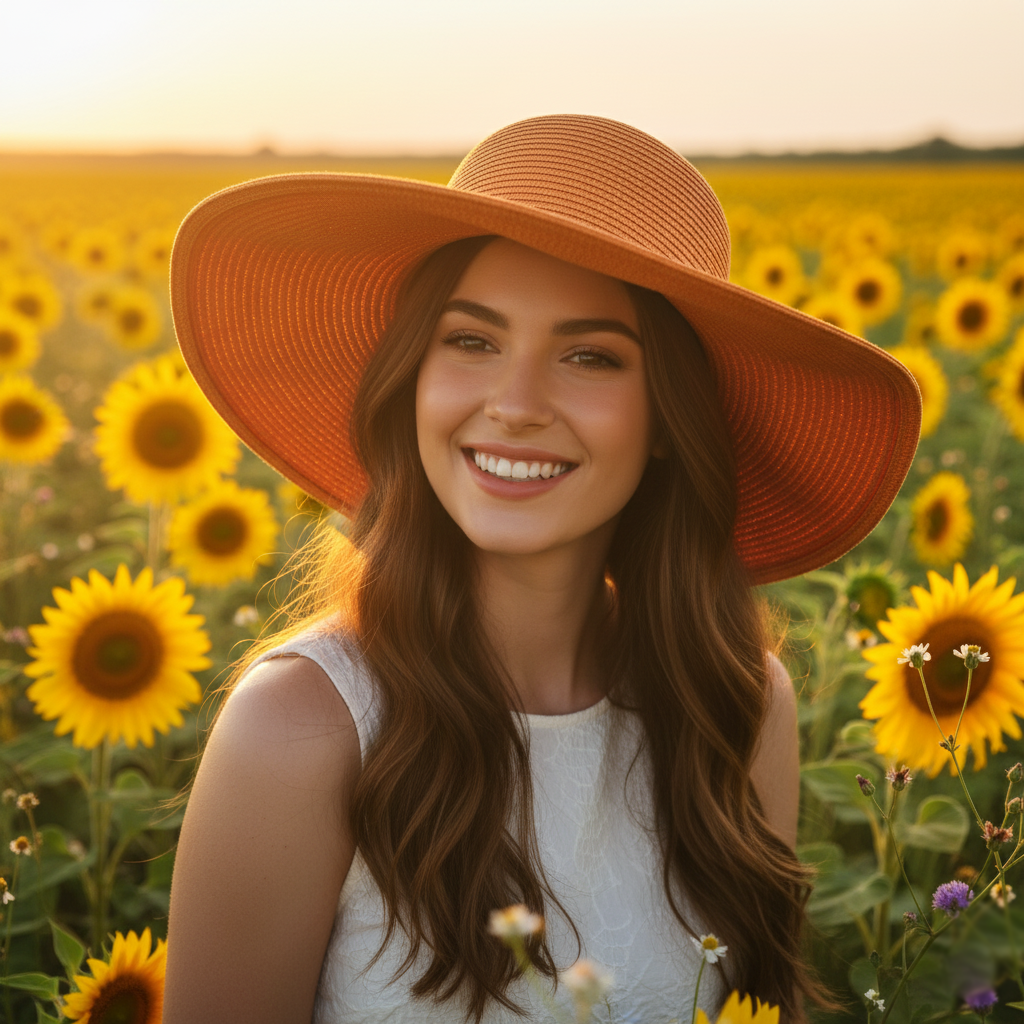 Glamorous Orange Floppy Sun Hat