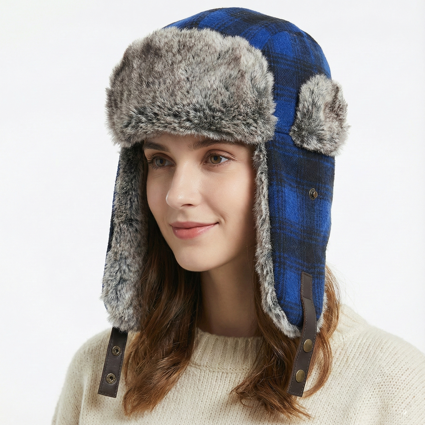 Winter Ushanka Trooper Cap – Vintage Tartan Pattern