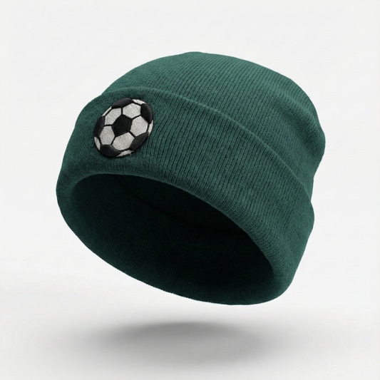 Soccer Play Embroidered Thrifted Knitted Beanie