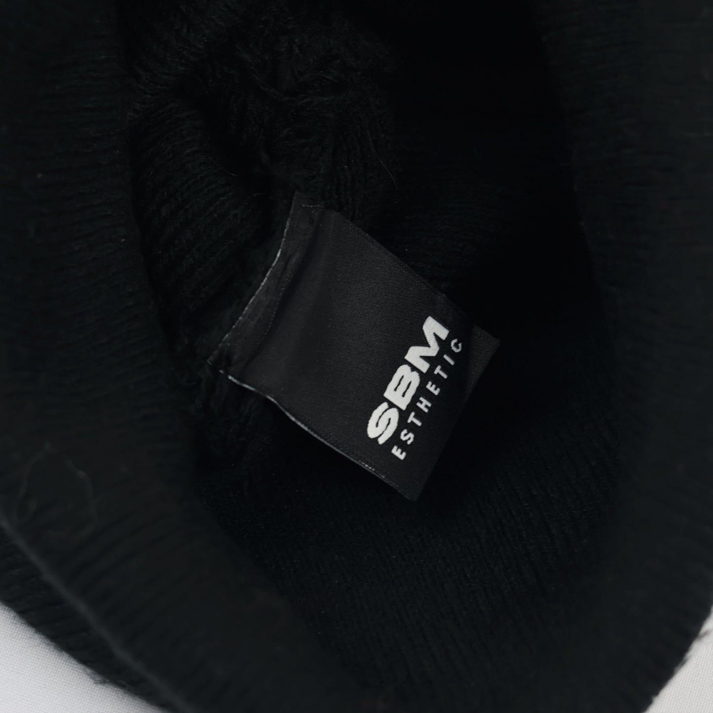 SBM Esthetic Streetwear Thrifted Black Beanie with Dripping Logo Patch - Made in Poland