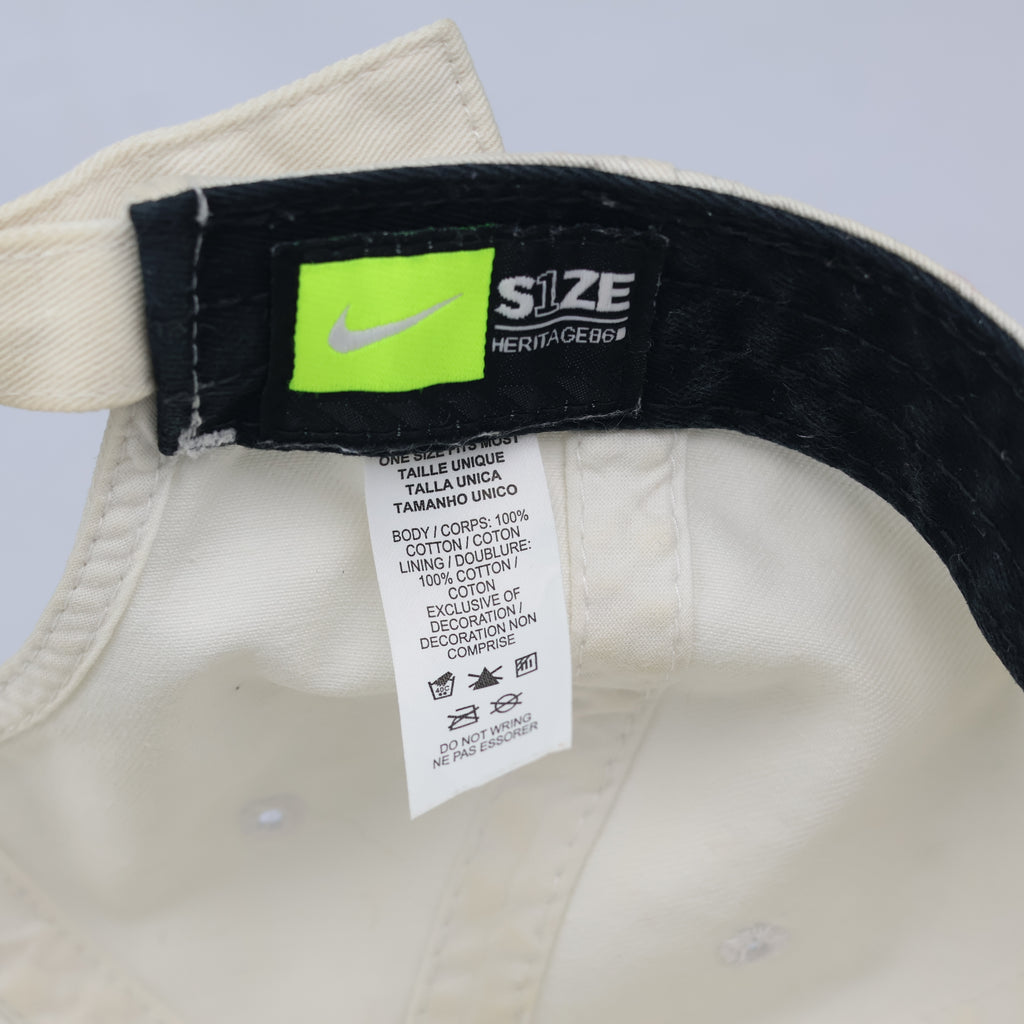 Nike Heritage 86 Cream Dad Hat with Black Embroidered Thrifted Swoosh