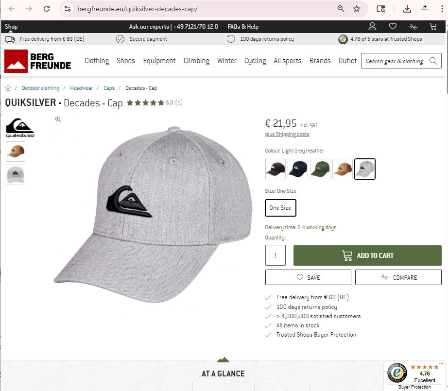 Vintage Quiksilver Embroidered Logo Thrifted Cap - Heather Grey Snapback Hat