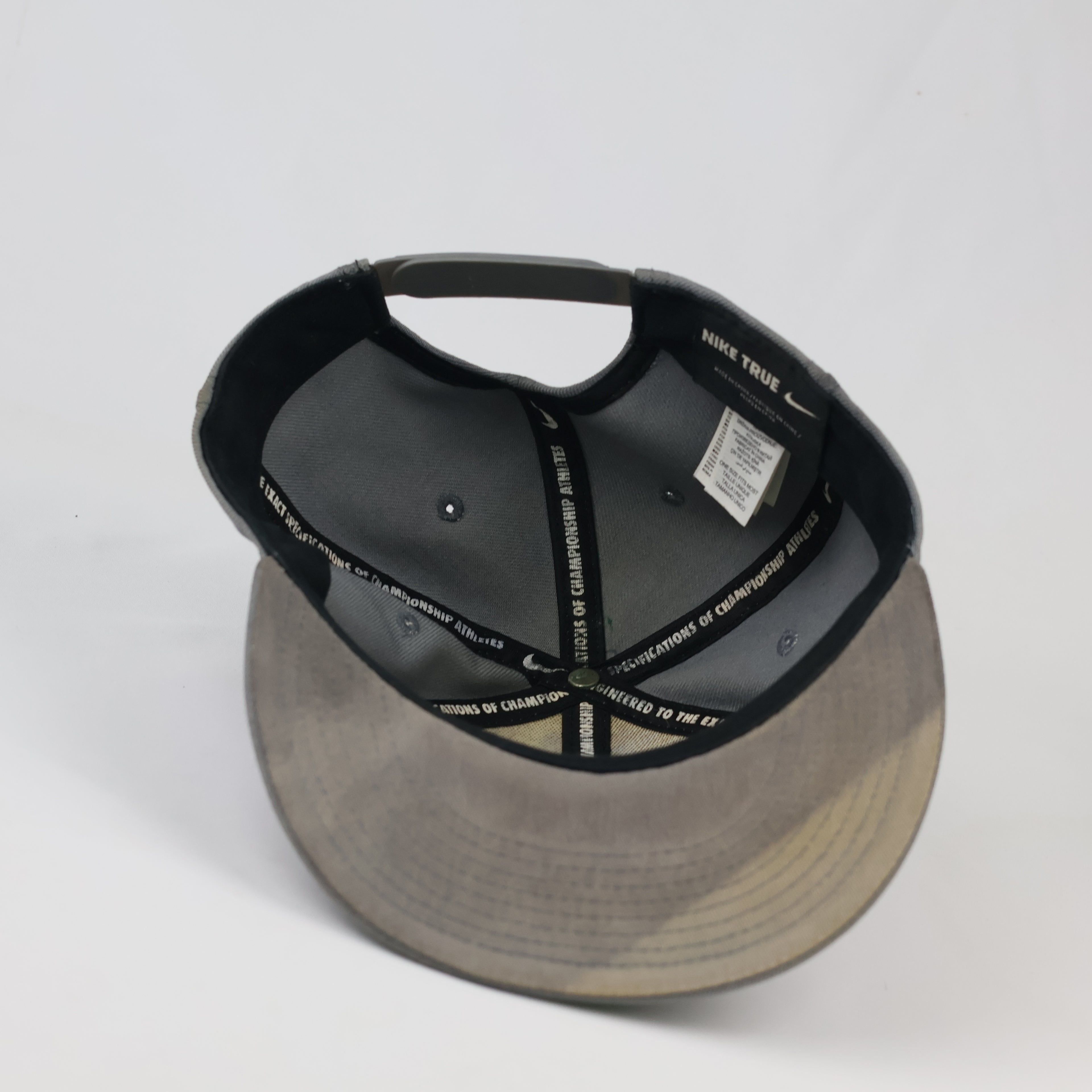 Thrifted Nike Spellout Flat Brim Cap | Adjustable Grey Snapback
