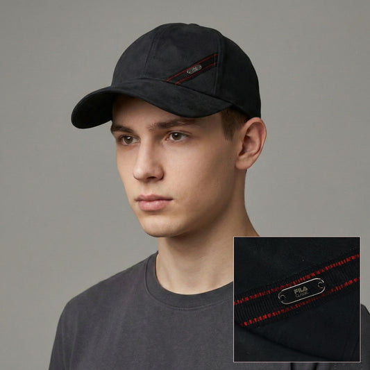 Vintage FILA Sportswear Adjustable Strapback Thrifted - Premium Black Dad Hat